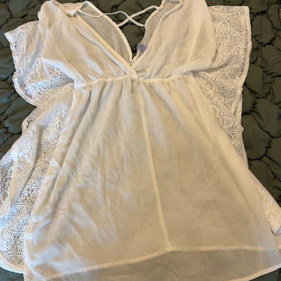 Xhilaration Cream Lace Trim Swim Cover-Up - Picture 5 of 6